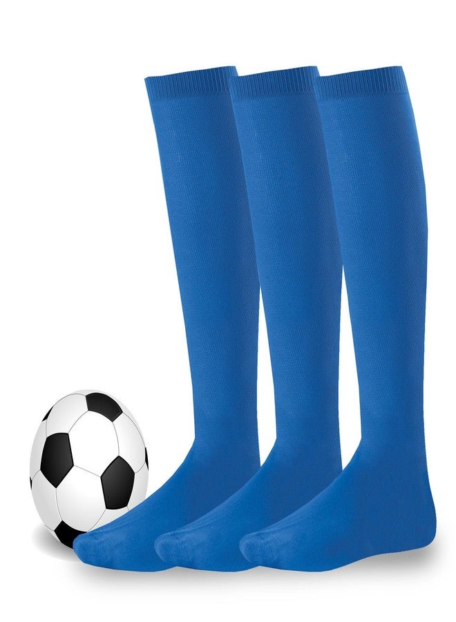 TeeHee Socks Youth to Adult Unisex Soccer Athletic Sports Team Cushion Socks 3-Pairs (Junior (7-9), Small Royal Blue) - Image 1